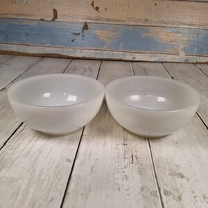 Set Of 2 Vintage Fire King White Milk Glass 5" Chili Bowls USA Soup Cereal